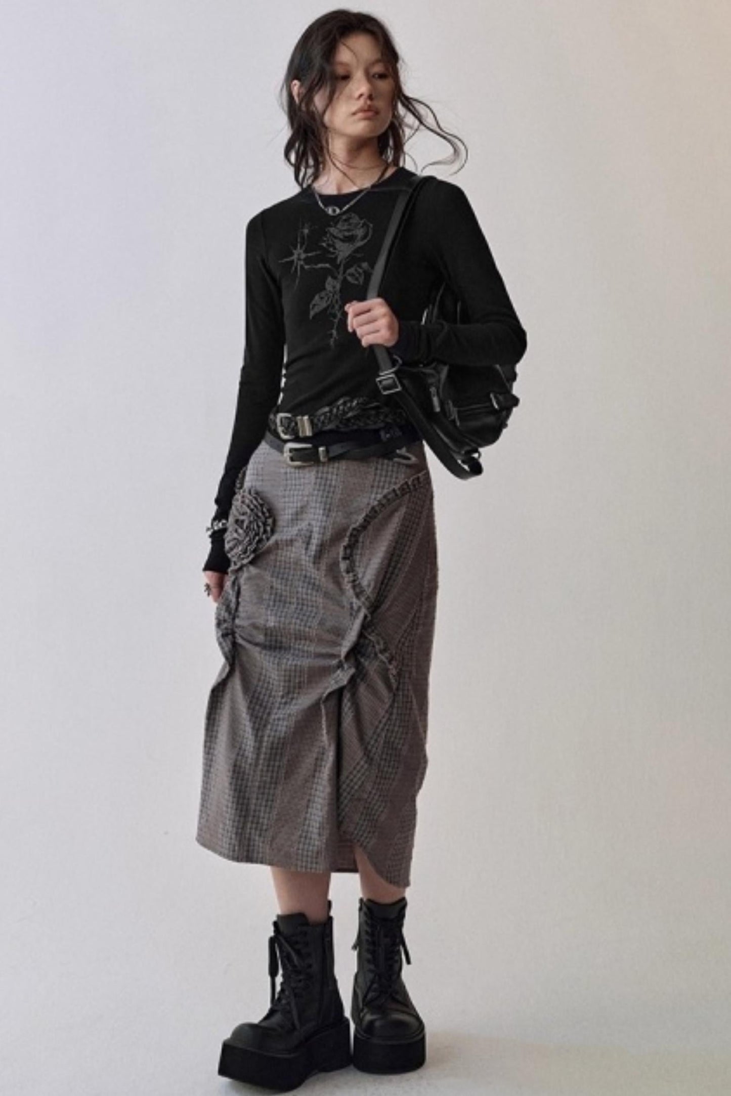 Hand-Painted Rose Knit Top