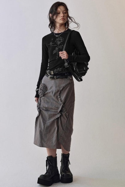 Hand-Painted Rose Knit Top