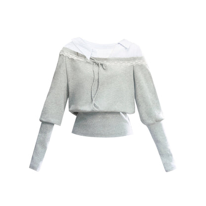 Patchwork Striped Pleated Skirt Set-Up