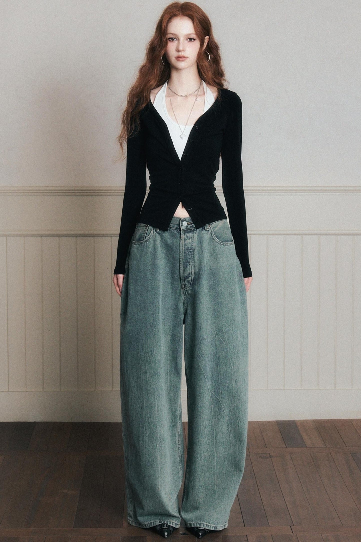Relaxed Wide-Leg Denim Pants
