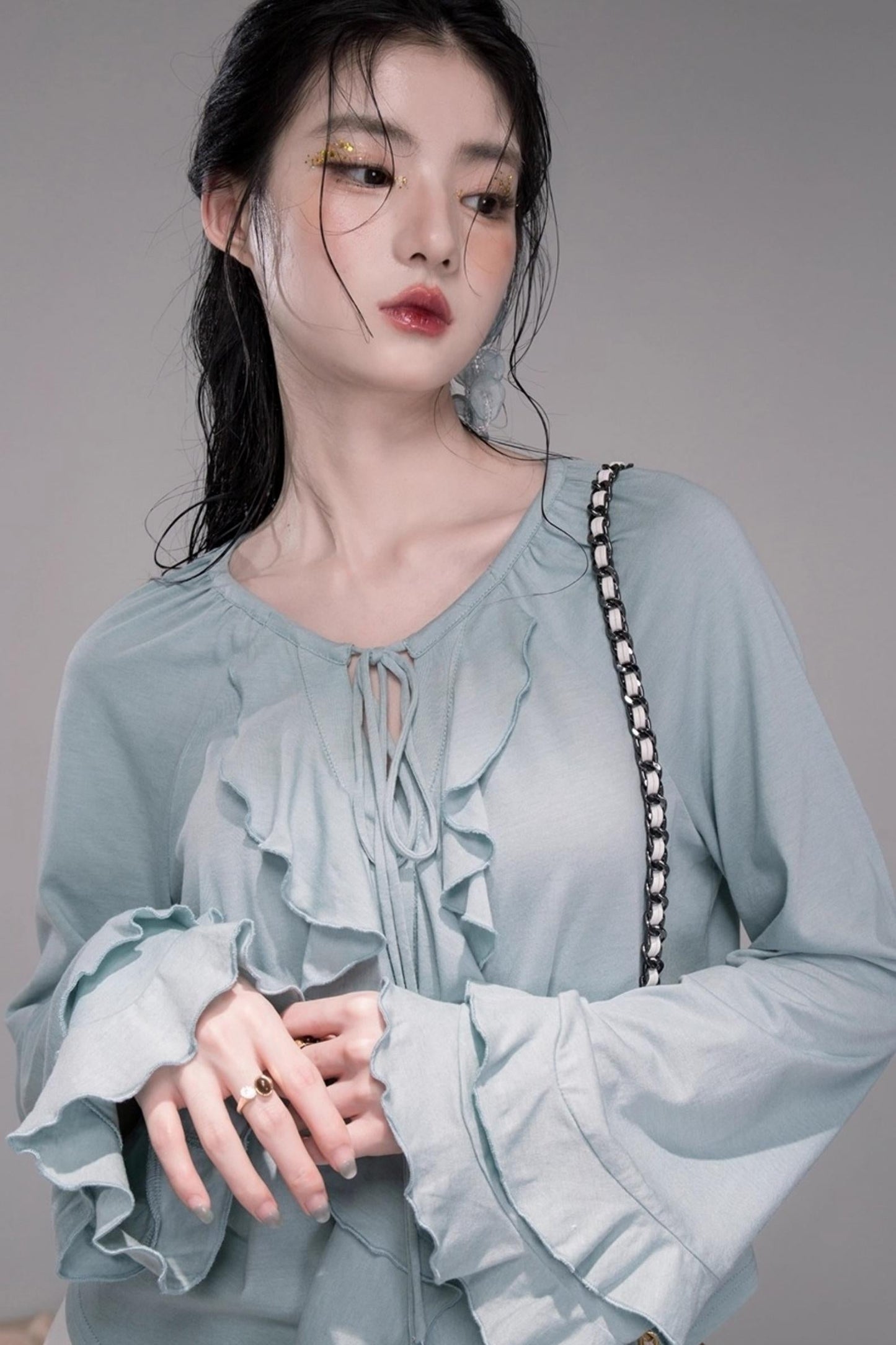 Dynamic Blue Wool Shirt