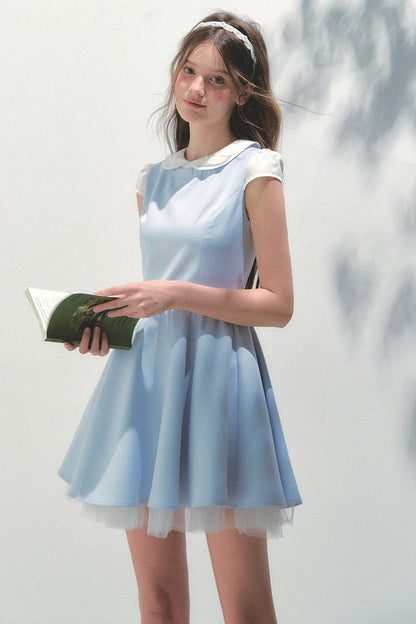 Blue Mesh Poncho Dress