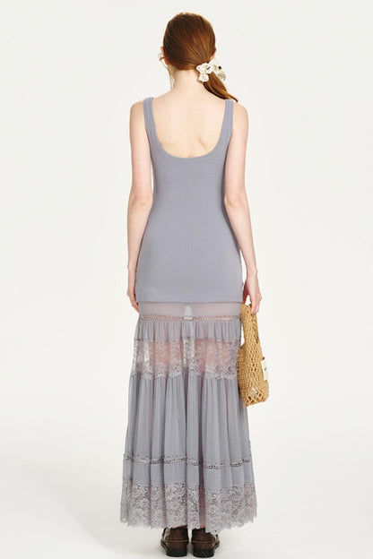 Sheer Romantic Backless Dress Set-Up