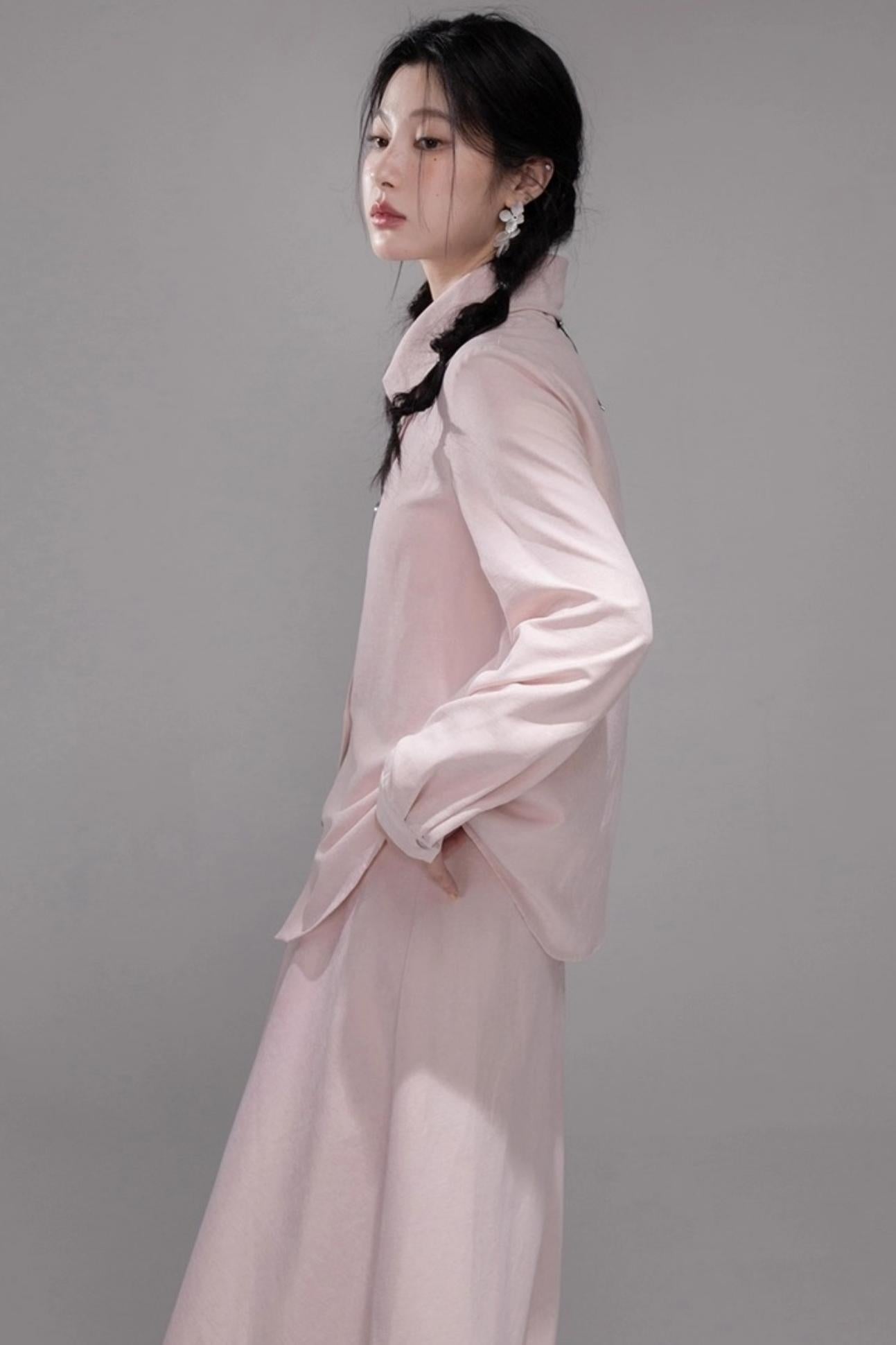 Berry Purple Chimney Collar Shirt Set-Up