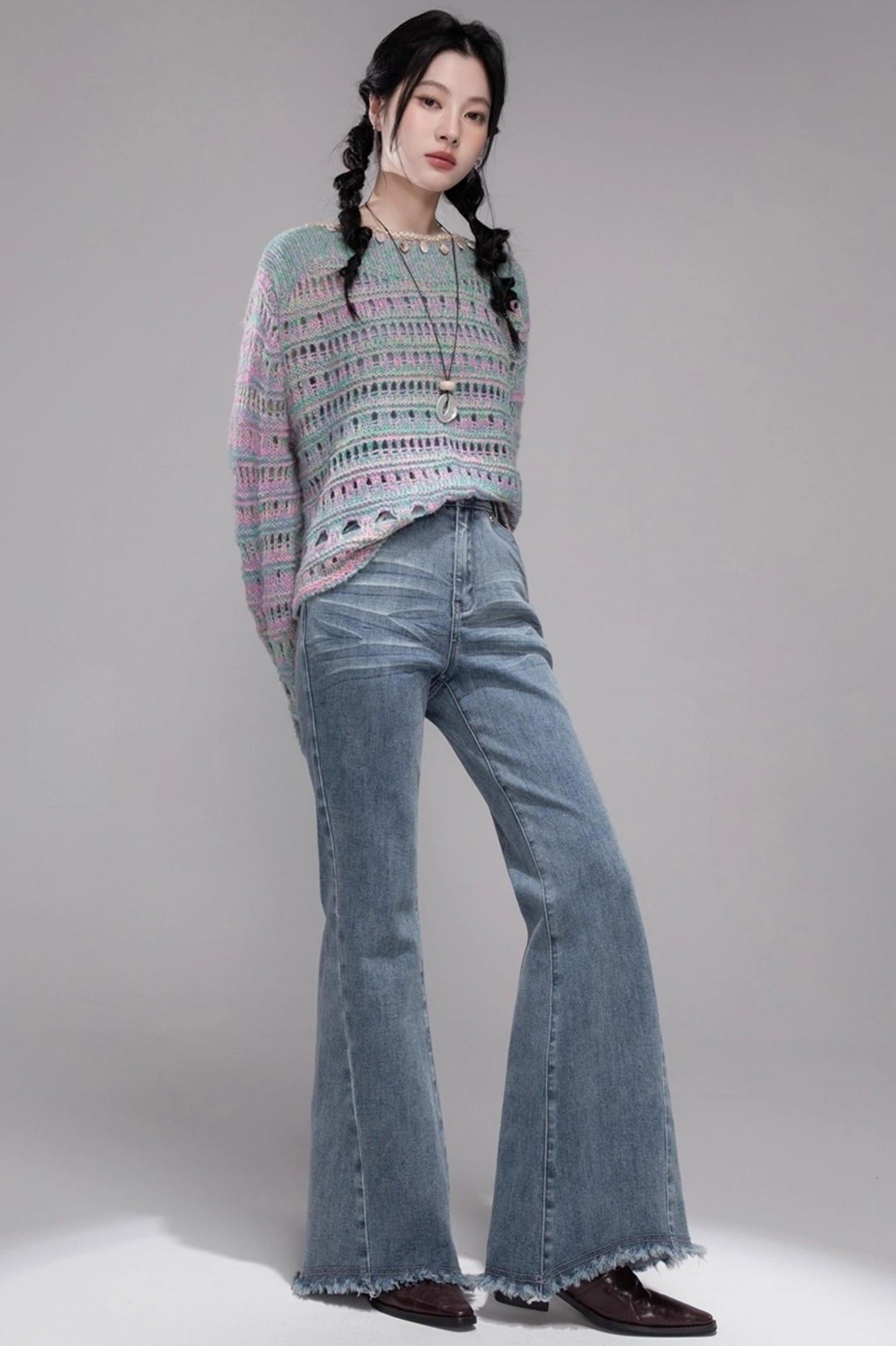 Sea Foam Wool Knit Pullover Top