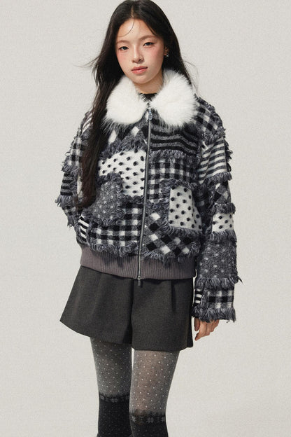 Gray Polka Dot Lambswool Coat