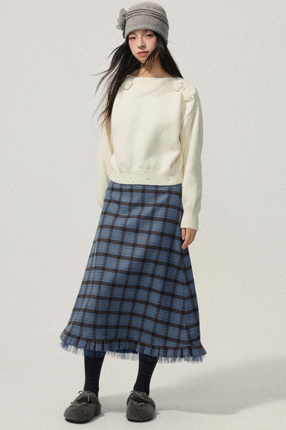 Detachable Skirt Flower Sweater Dress