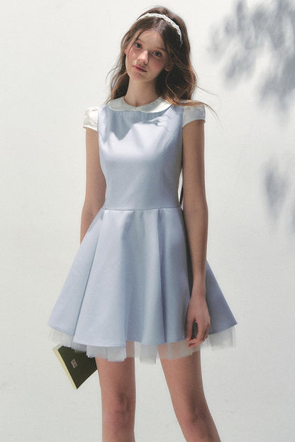 Blue Mesh Poncho Dress