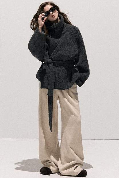 High-Waisted Wool Trousers