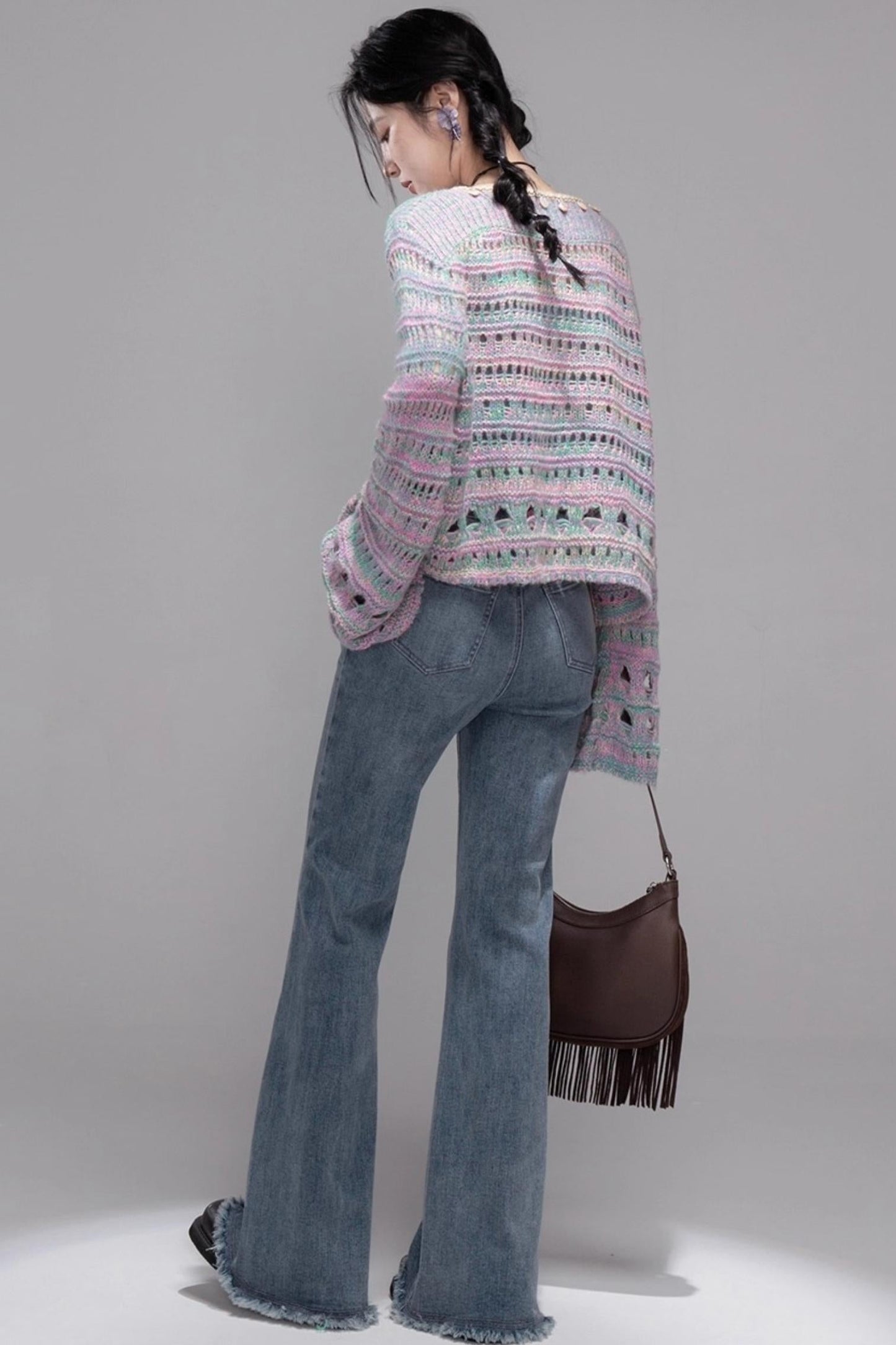 Sea Foam Wool Knit Pullover Top