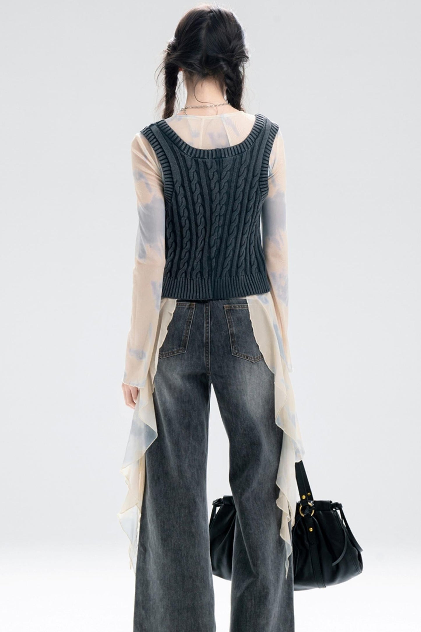 Distressed Wash Layered Wool Vest