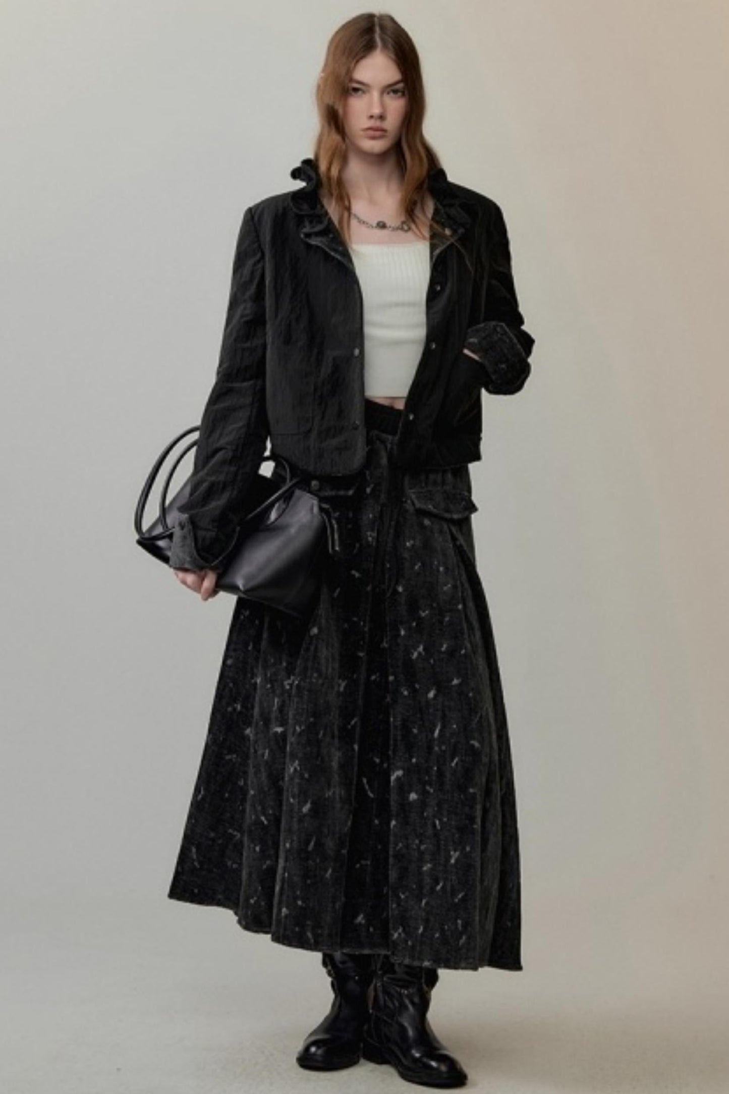 Patchwork Square Collar Knitted Top