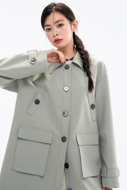 Elegant Lyocell Wool Long Coat