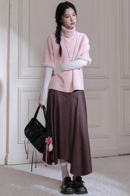 Velvet Bat Sleeve Knitted Sweater Set