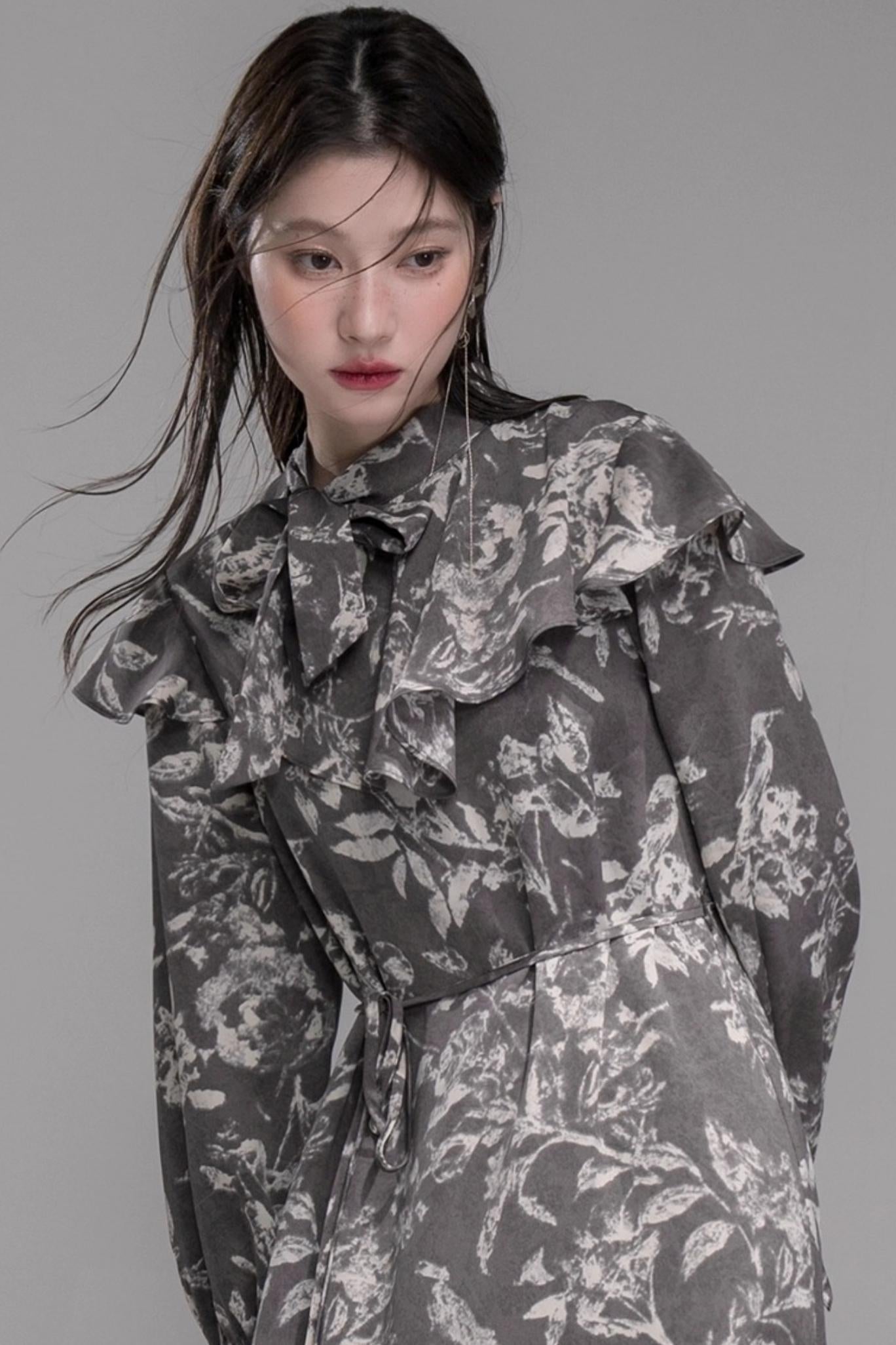 Smart Ink Shawl Collar Dress