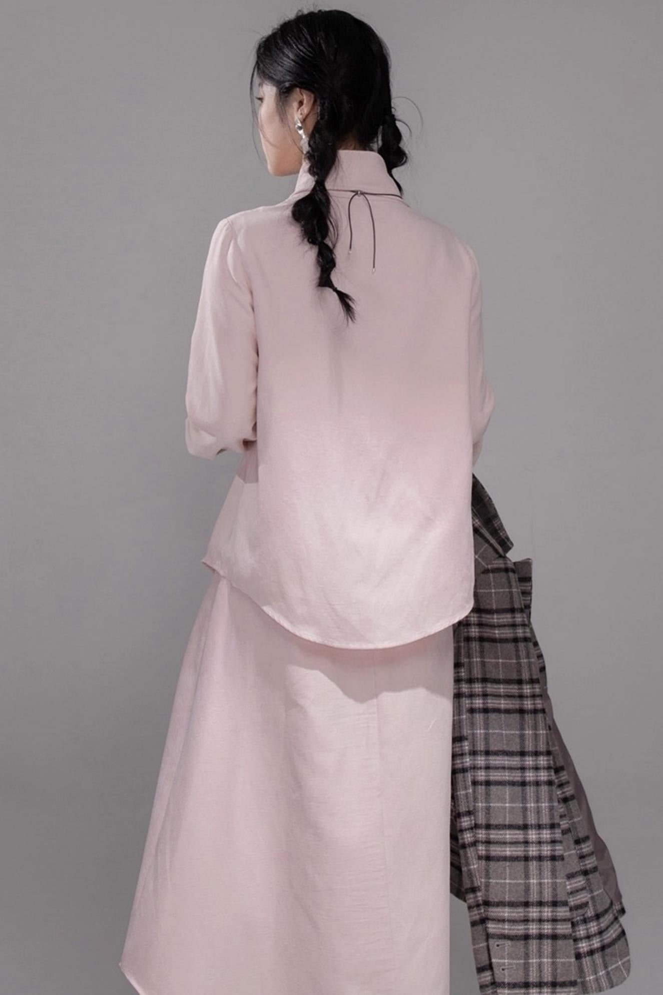 Berry Purple Chimney Collar Shirt Set-Up