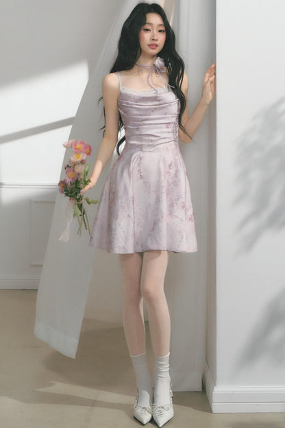 Elegant Purple Pleated Dress