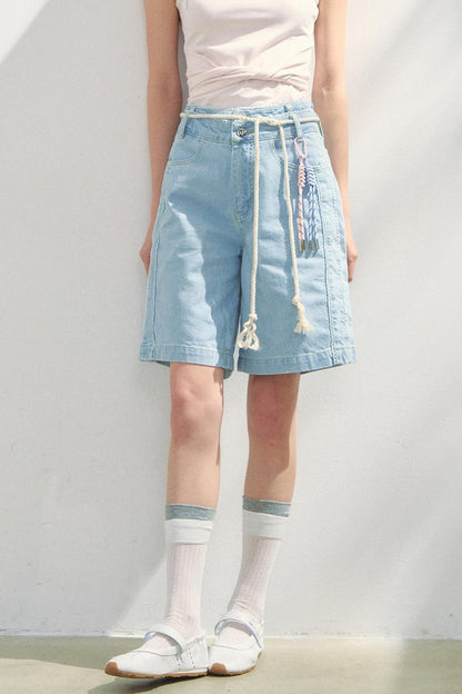 Vintage Dot Lace Denim Pants