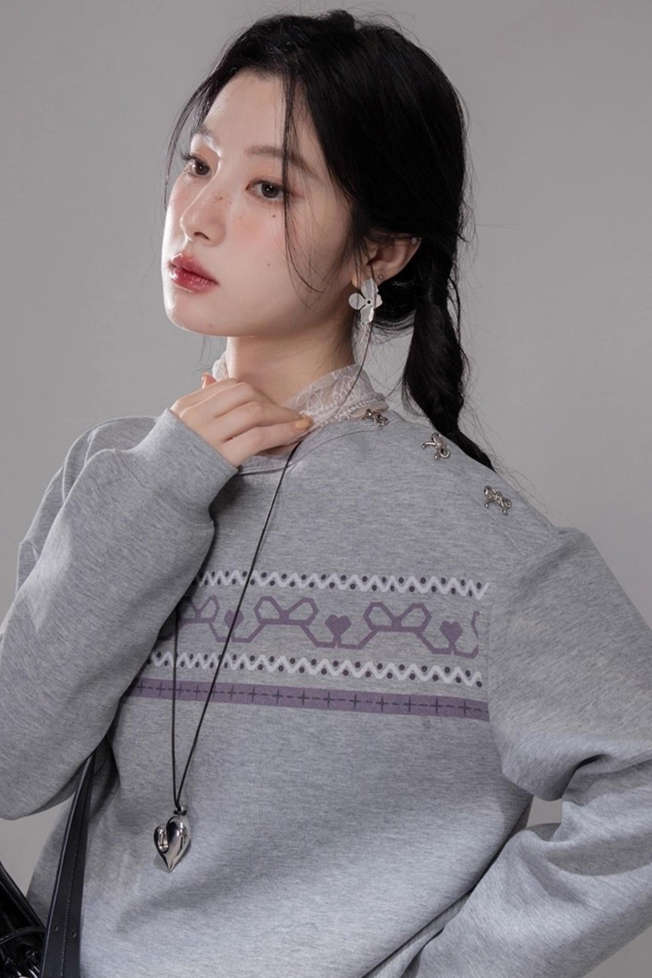 Purple Printed Top & Pants Set