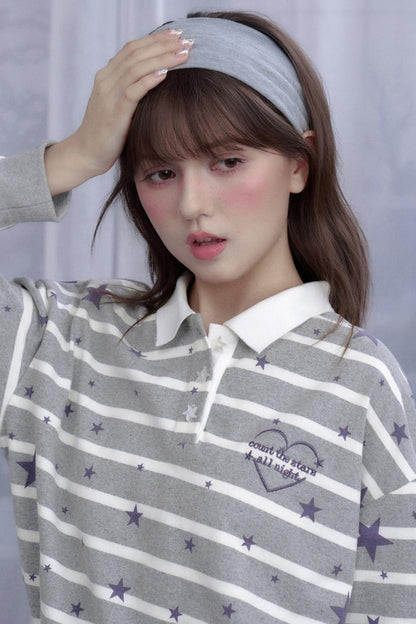 Star Printed Striped Top Set-Up