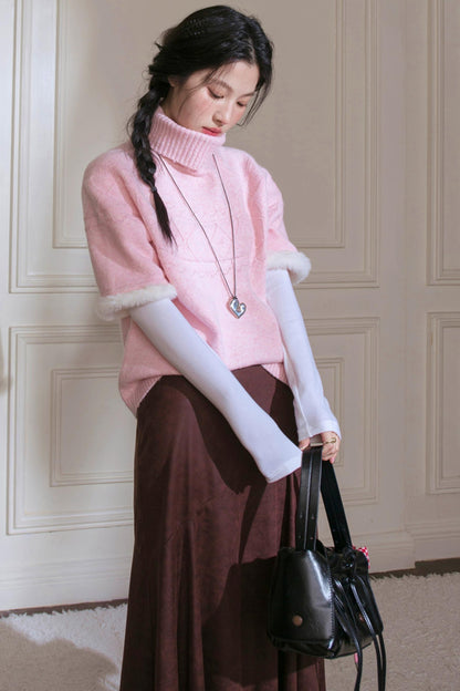 Burgundy Blended Brown Skirt