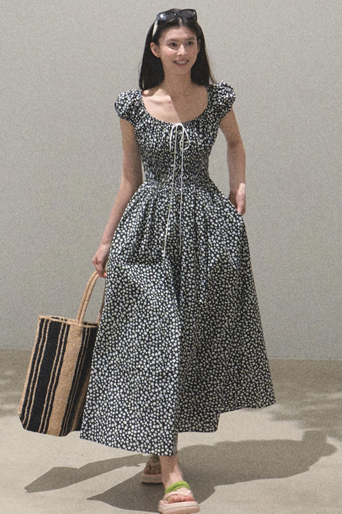 Drawstring Graffiti Dress