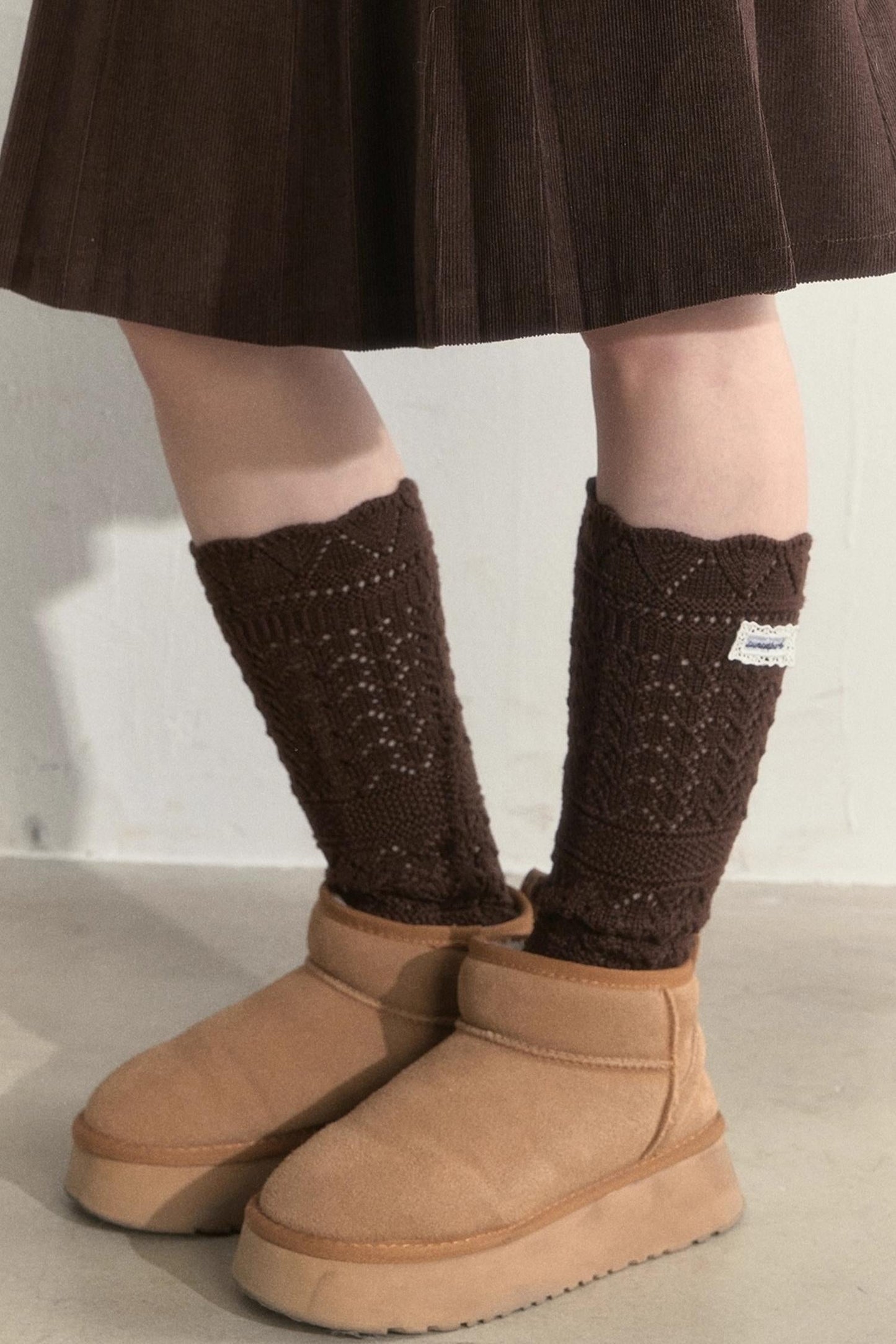 Wool Blend Crochet Layered Woolen Socks