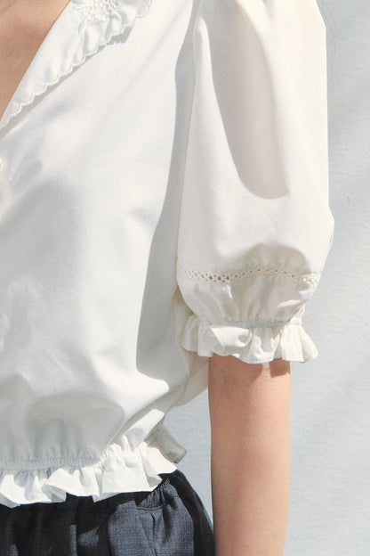 Vintage Embroidered V-Neck Shirt