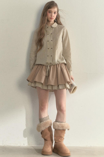 Vintage White Plaid Long Sleeve Inner Shirt