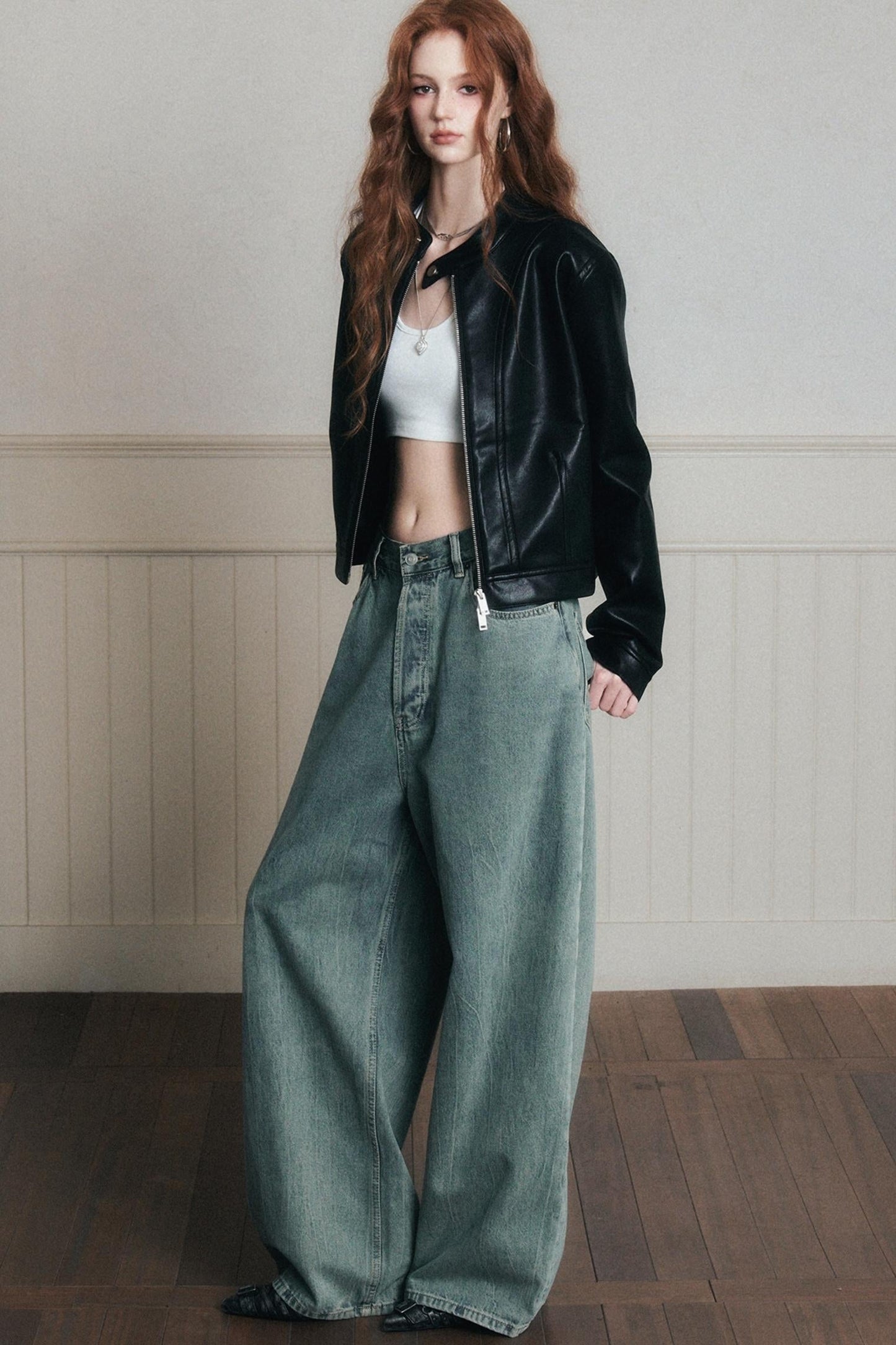 Relaxed Wide-Leg Denim Pants