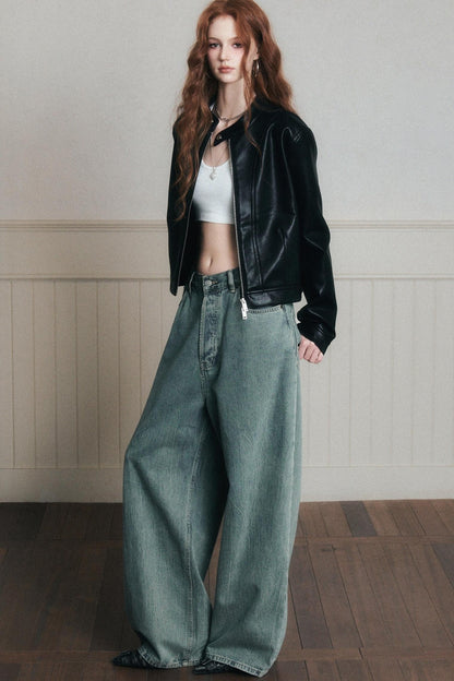Relaxed Wide-Leg Denim Pants