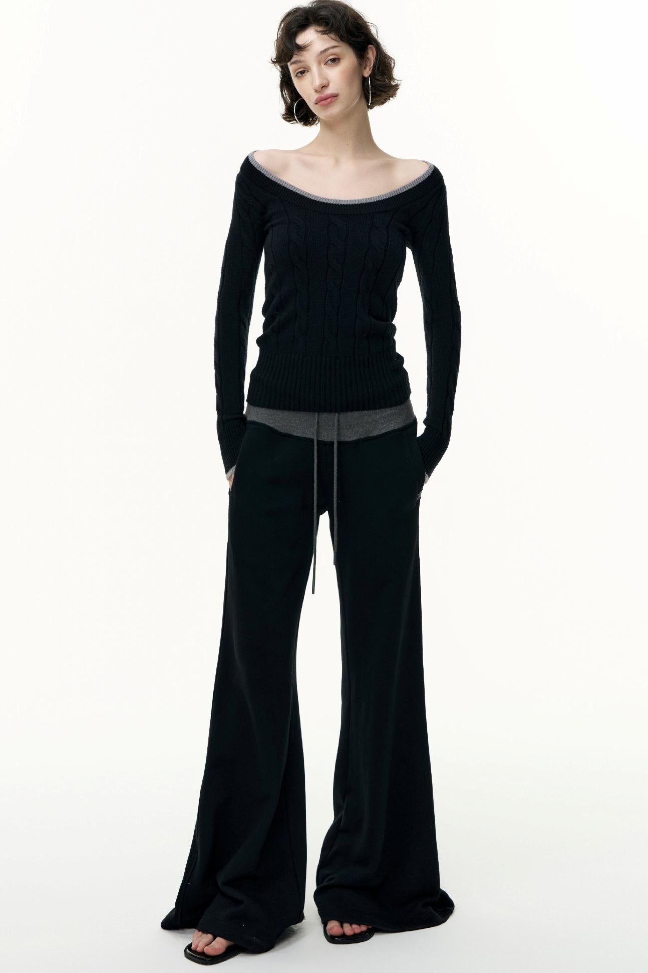 Crew Neck Tencel Wool Knit Sweater