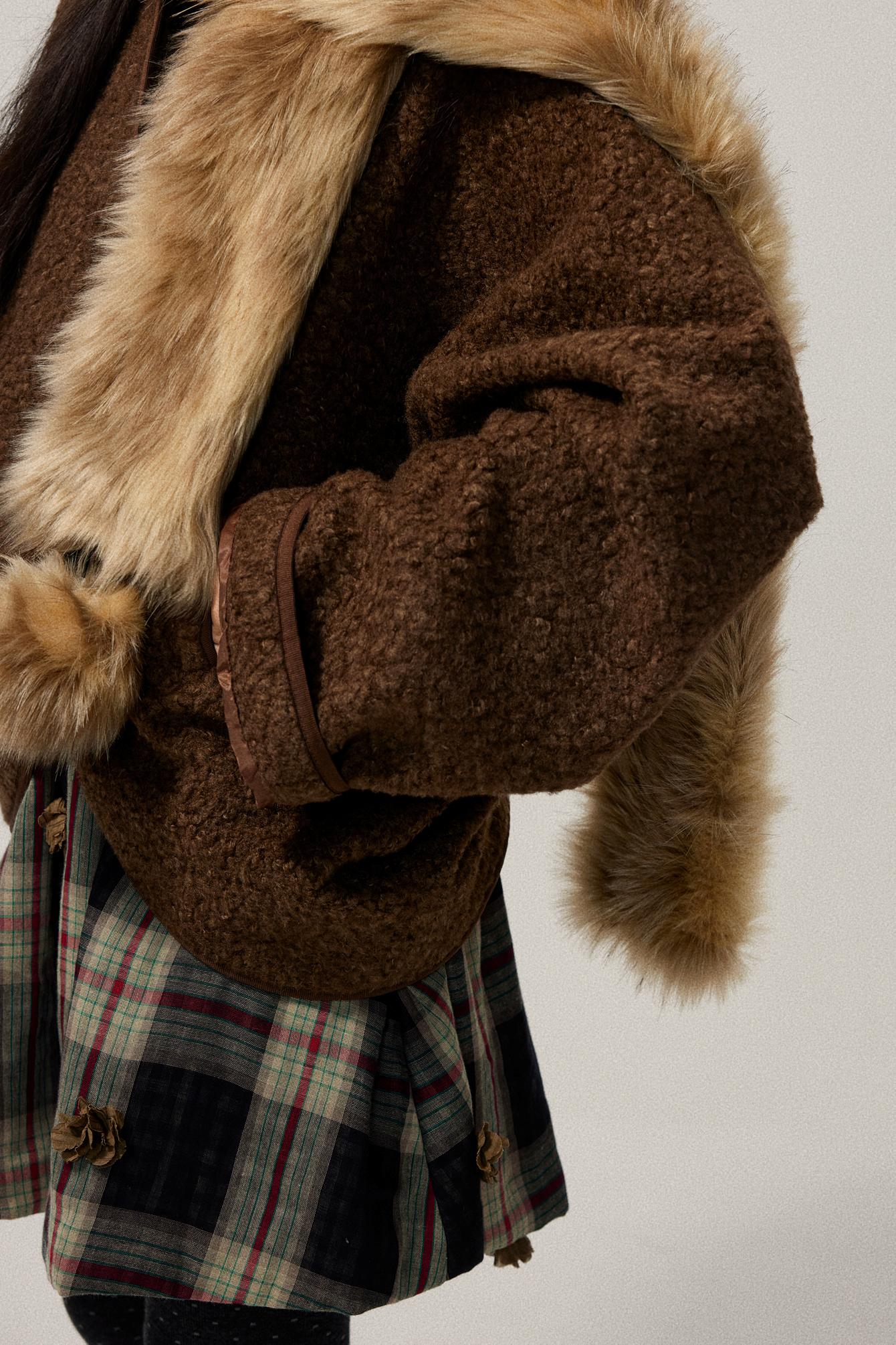 Coffee Red Plaid Cotton Warm Skirt