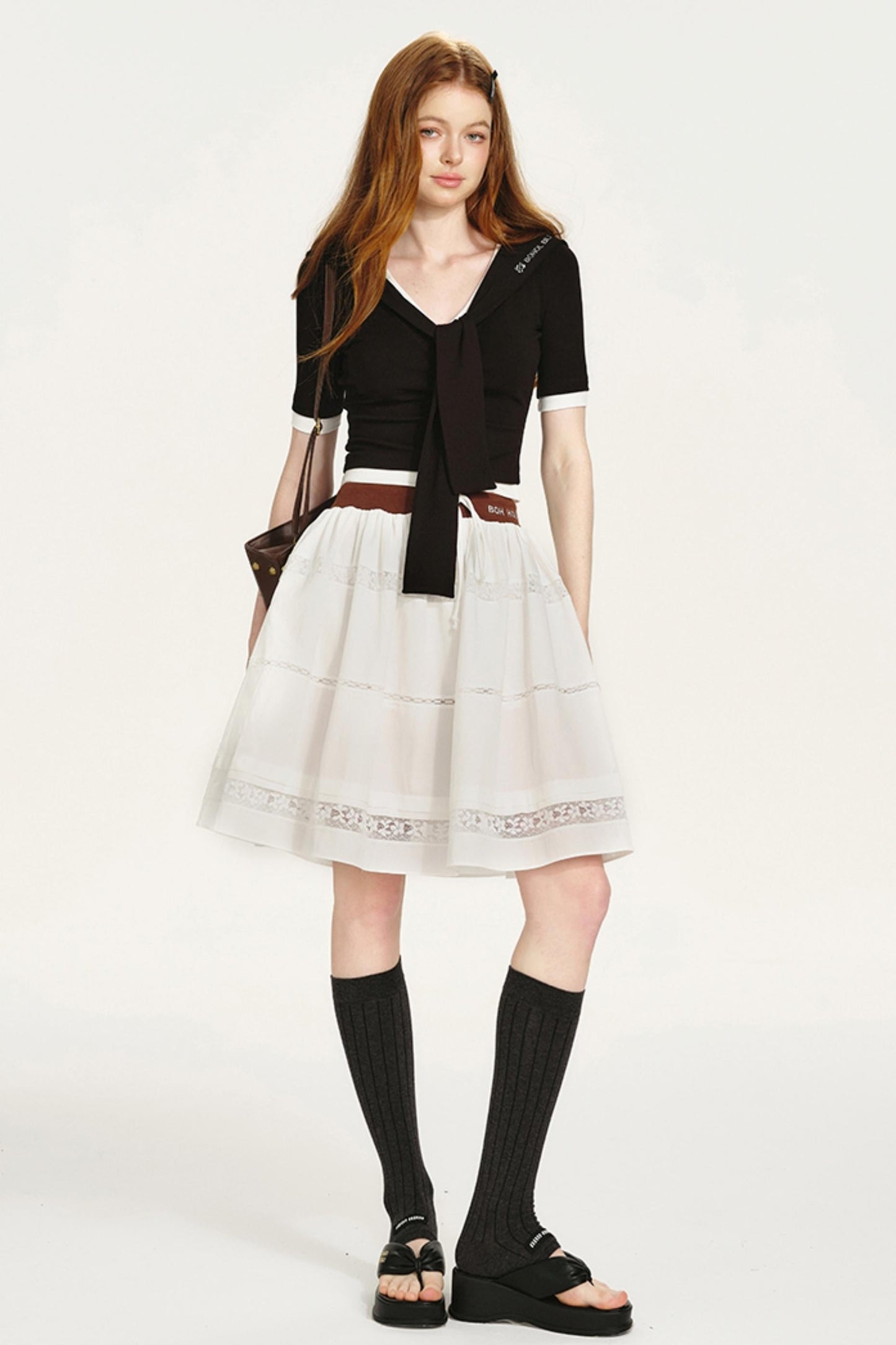 Lace-Panel Bustier Skirt