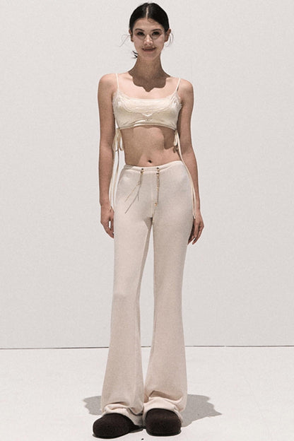 Basic Lace Paneled Stretch Suspender Satin Top