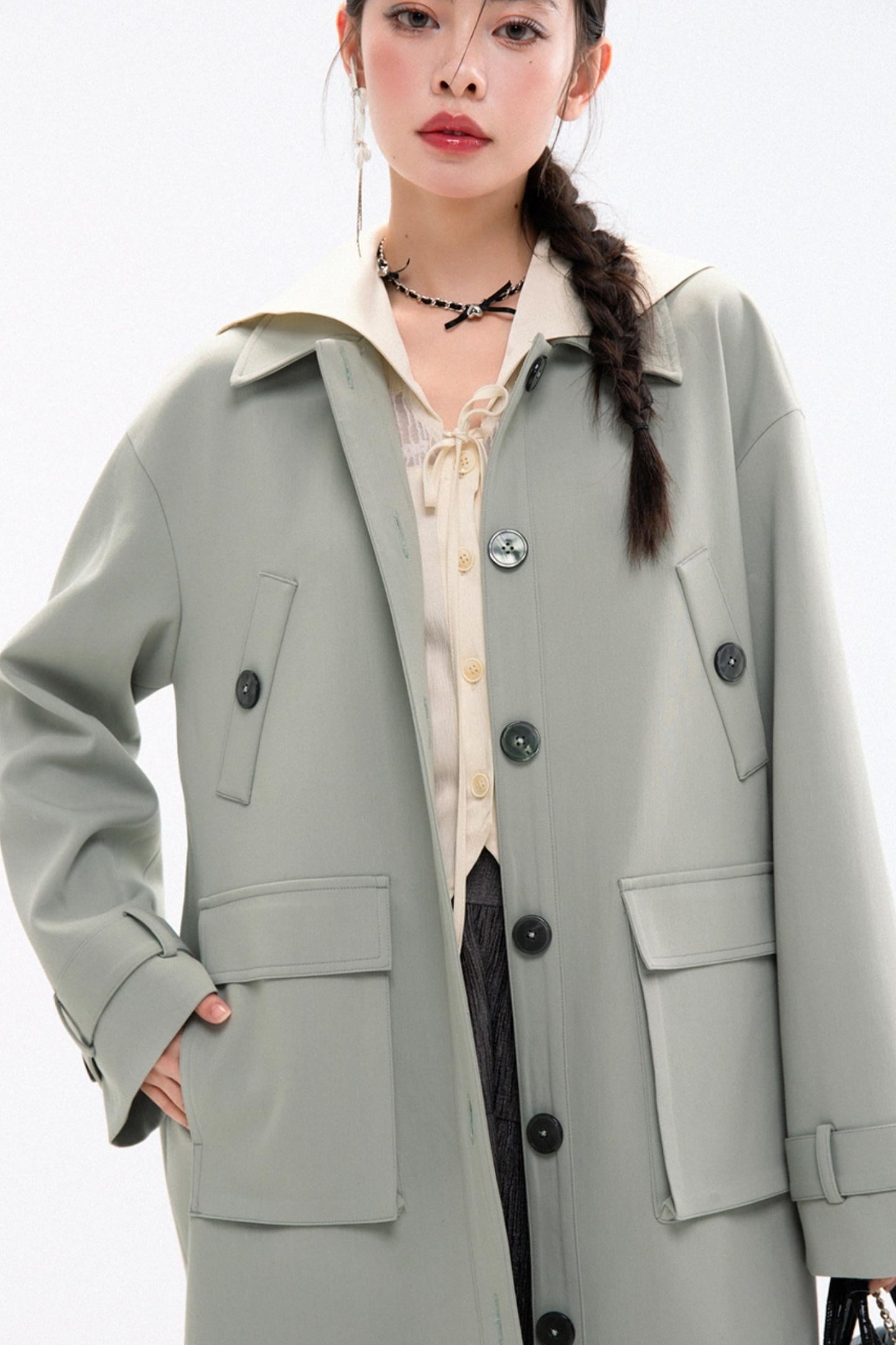 Elegant Lyocell Wool Long Coat