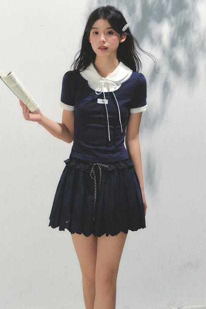 Casual Patchwork Knit Tee