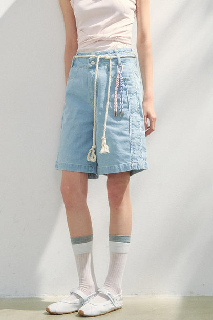 Vintage Dot Lace Denim Pants