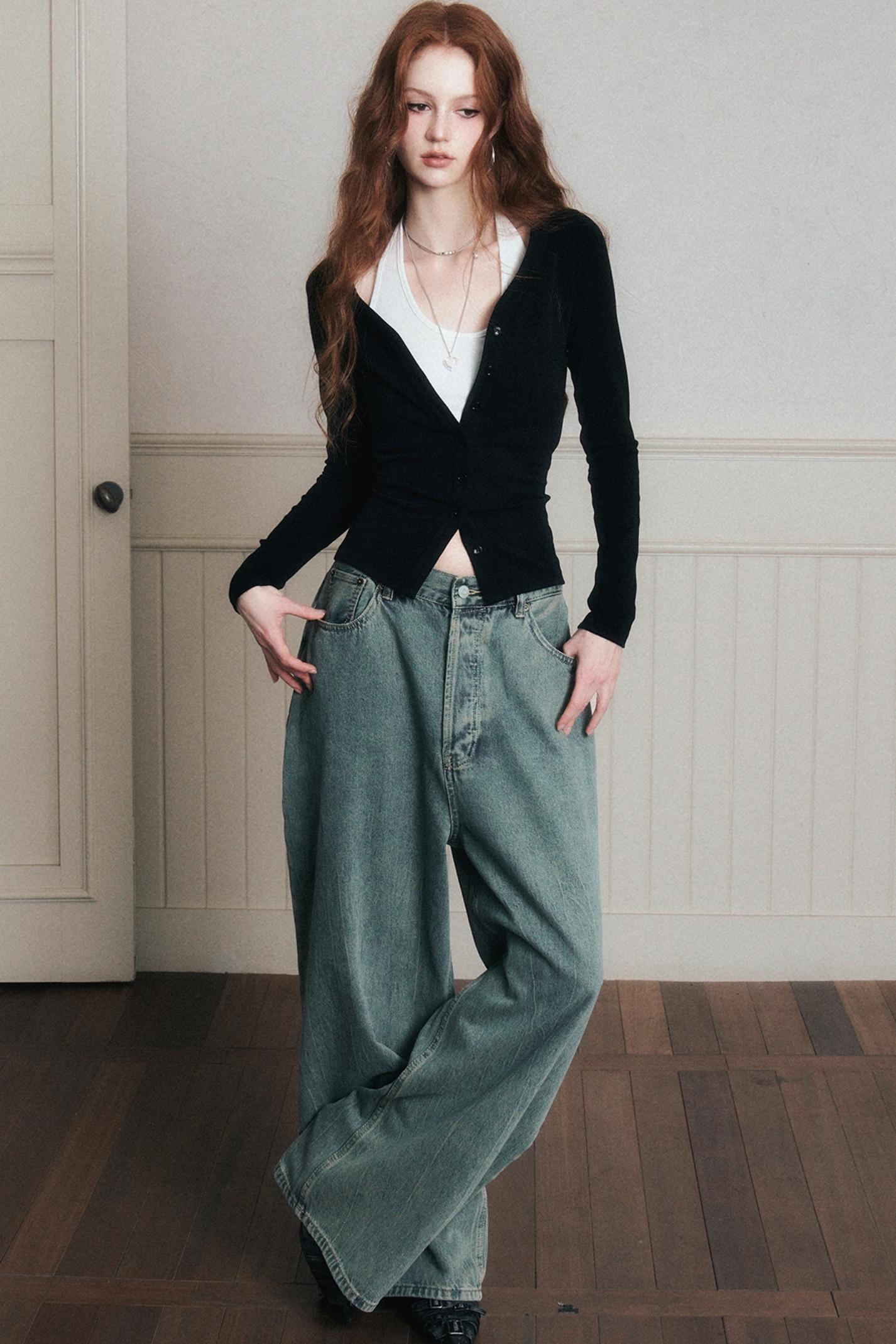 Relaxed Wide-Leg Denim Pants