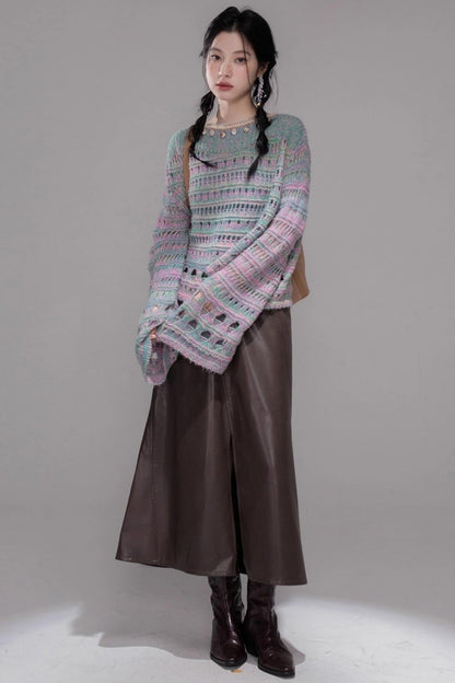 Sea Foam Wool Knit Pullover Top