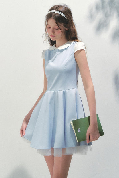 Blue Mesh Poncho Dress