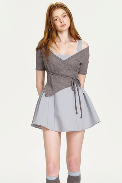 Asymmetrical Waist Poncho Dress Set-Up