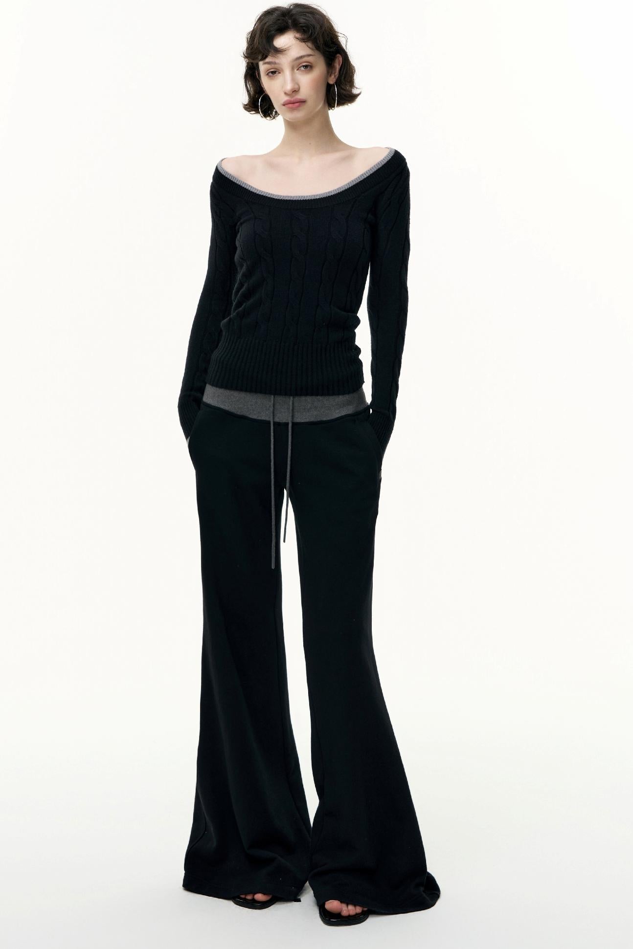 Crew Neck Tencel Wool Knit Sweater