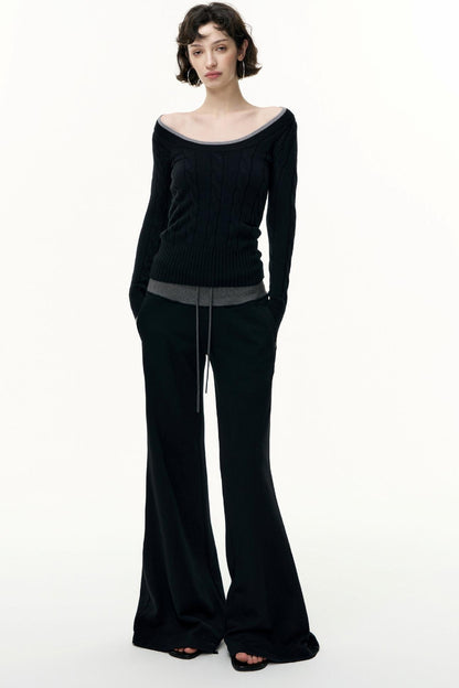 Crew Neck Tencel Wool Knit Sweater