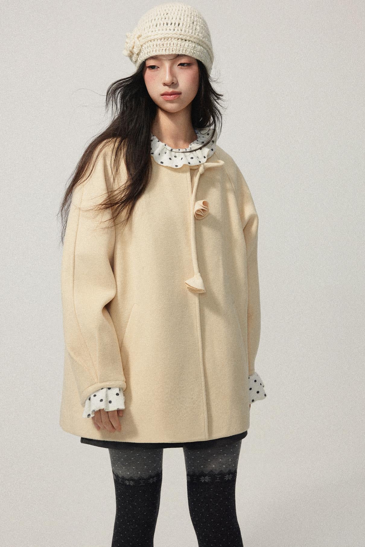 Ruffled Neck Polka Dot Top