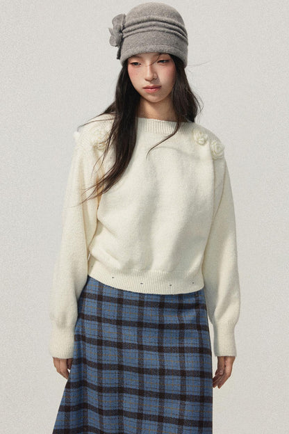 Detachable Skirt Flower Sweater Dress