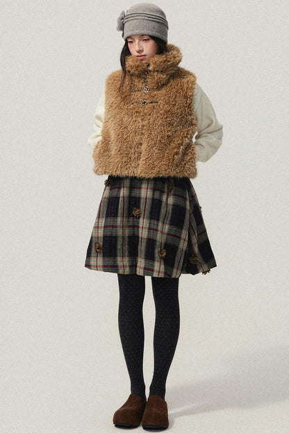 Versatile Vintage Fur Trim Vest