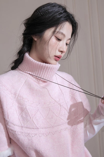 Velvet Bat Sleeve Knitted Sweater Set