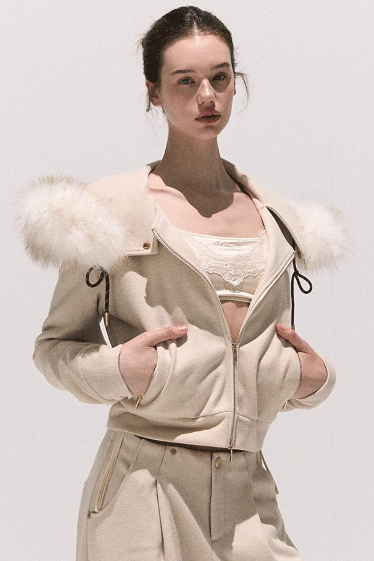 Basic Lace Paneled Stretch Suspender Satin Top