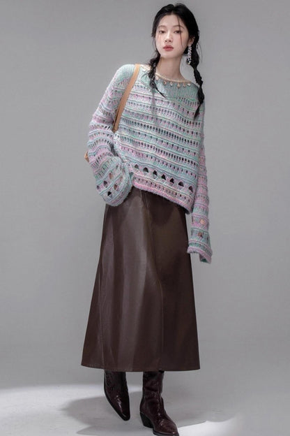 Sea Foam Wool Knit Pullover Top